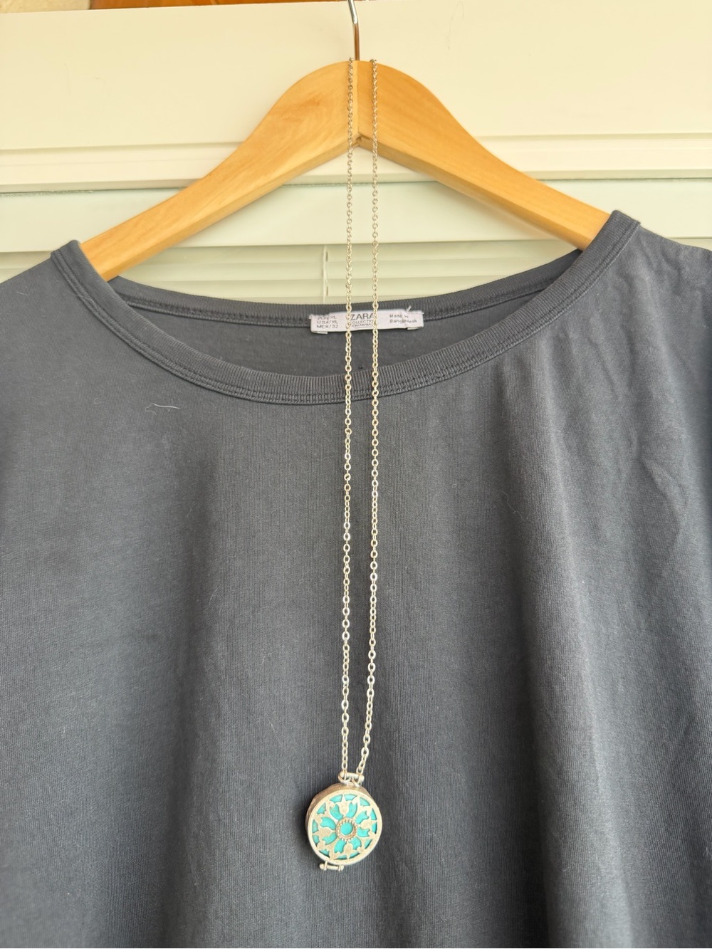 Vintage Turquoise  Pendant Silver Necklace